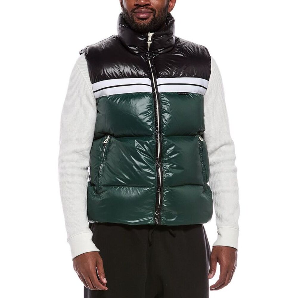 Palm Angels Mens Puffer Vest, Green